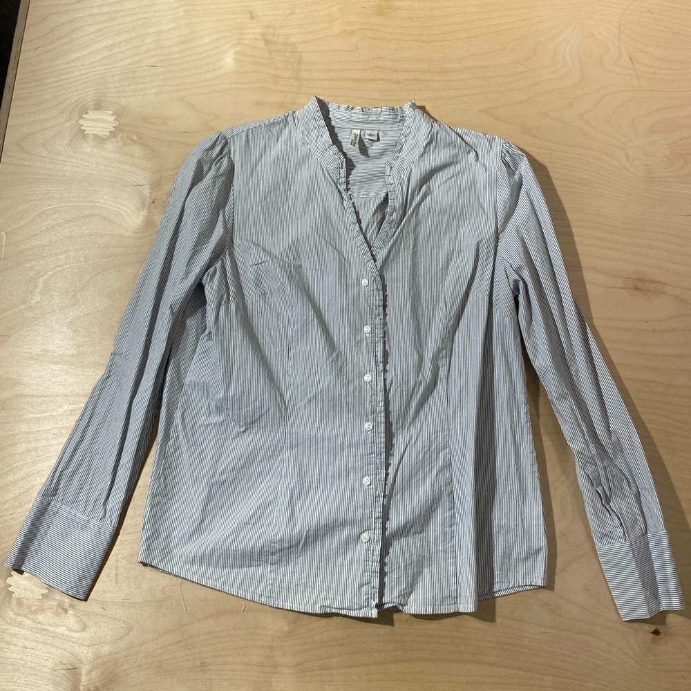 St. John's Bay Black and White Striped Shirt Large (QO)